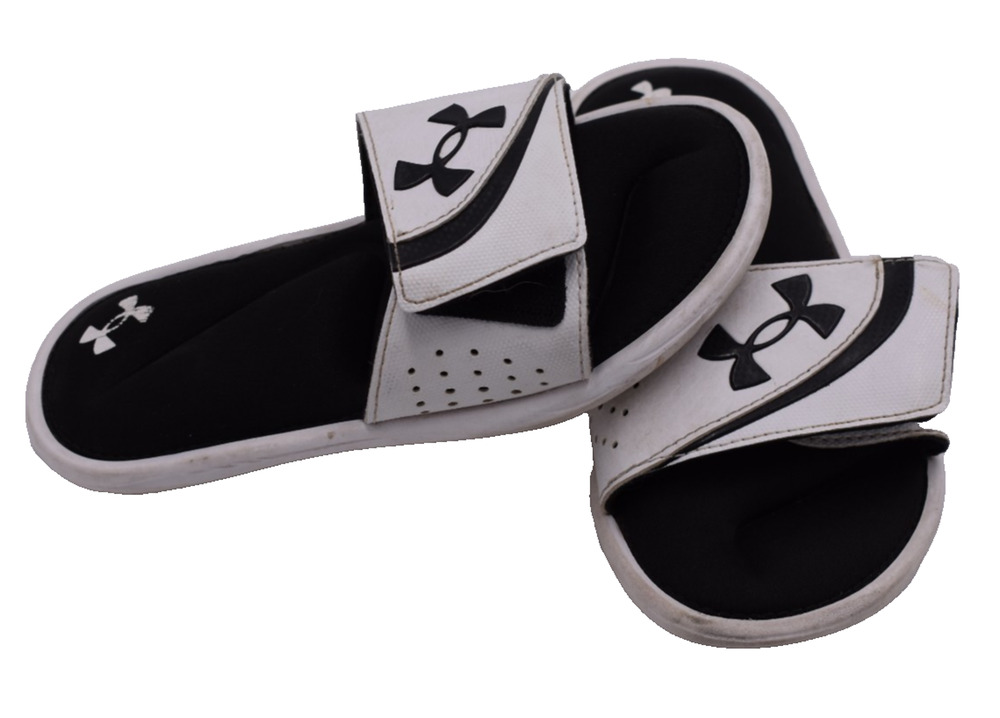 UNDER ARMOUR White Pool Slides Slip On Sandals -- Kids Youth 1 ( 1Y )